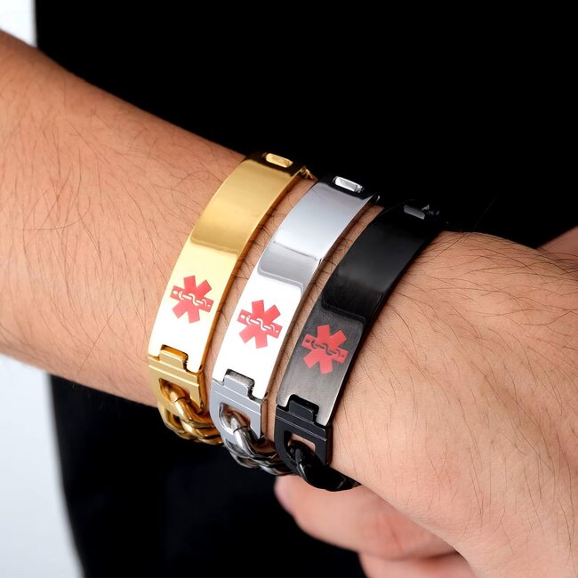 Medisieraad - Schakelarmband - RVS met gravering - Medische informatie
