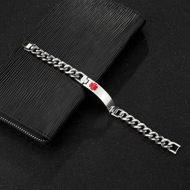Medisieraad - Schakelarmband - RVS met gravering - Medische informatie