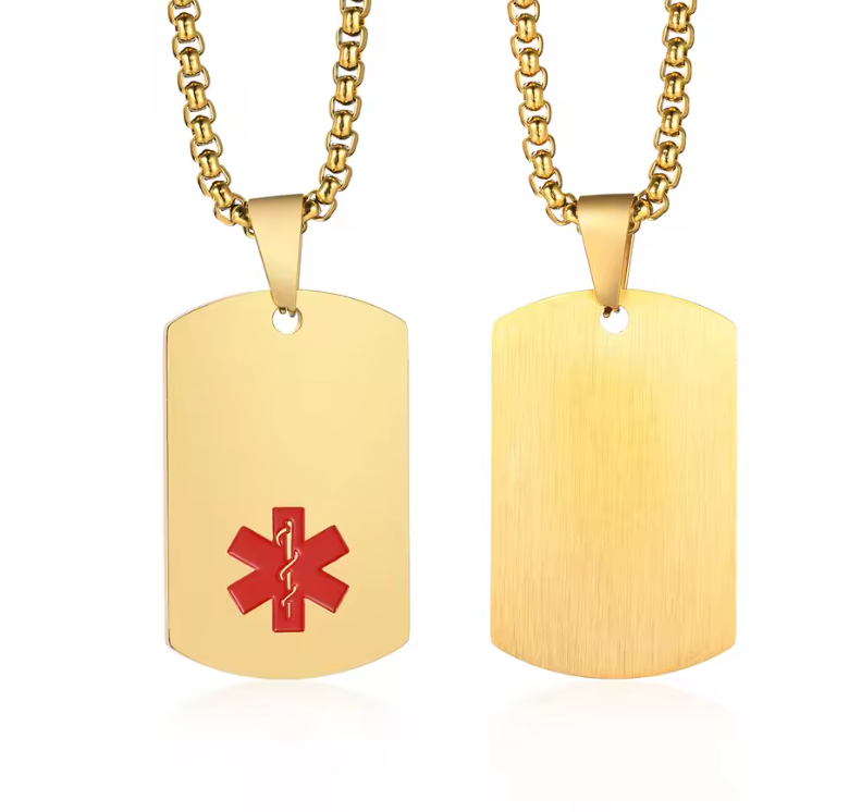 MediSieraad Dog Tag classic Goudkleurige halsketting - Incl. Gravering, foto 2 van 2