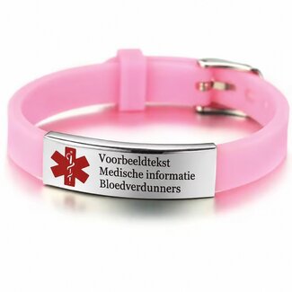 MediSieraad MediSieraad Medische ID-Armband Siliconen Roze - Incl. Gravering