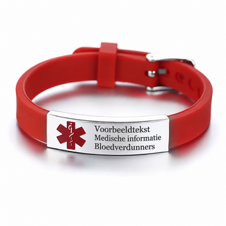 MediSieraad Medische ID-Armband Siliconen Rood - Incl. Gravering