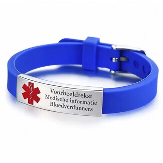MediSieraad Medische ID-Armband Siliconen Blauw - Incl. Gravering