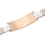 Medische Armband Wit Leer - Rosé goudkleur plaatje met eigen tekst