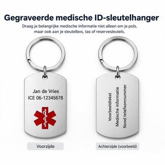 Medische ID-sleutelhanger met persoonlijke gravering