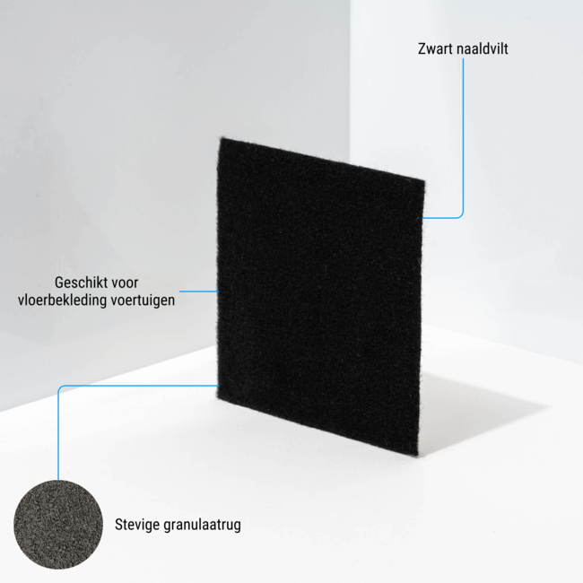 Nadelfilzteppich mit Granulatrückseite – Schwarz