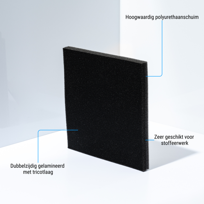 Onderschuim dubbelzijdig gelamineerd met tricotlaag (160cm breed)