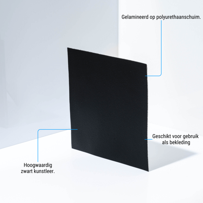 Schwarz kaschiertes Kunstleder mit feiner Maserung (150 cm breit)