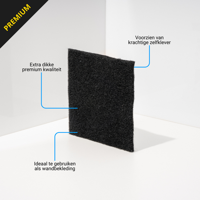 Selbstklebender Premium Nadelfilz - Schwarz (150cm breit)