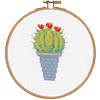 Borduurpakket met ring cactus met rode bloem