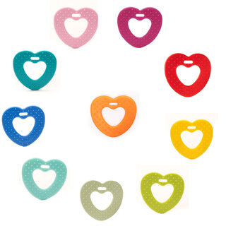 Durable Bijtring Hart met noppen (kies je kleur)