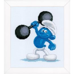 Vervaco Borduurpakket The Smurfs Hefty 17 x 18 cm