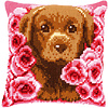 Vervaco Kussen Puppy Tussen Rozen