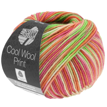 Lana Grossa Cool Wool Print 823 - Licht Groen/Anjer Roze/ Oranje/Perzik