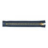 Flatlock rits16cm goud - blauw