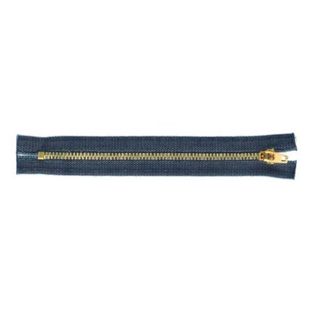 Opti Flatlock rits16cm goud - blauw