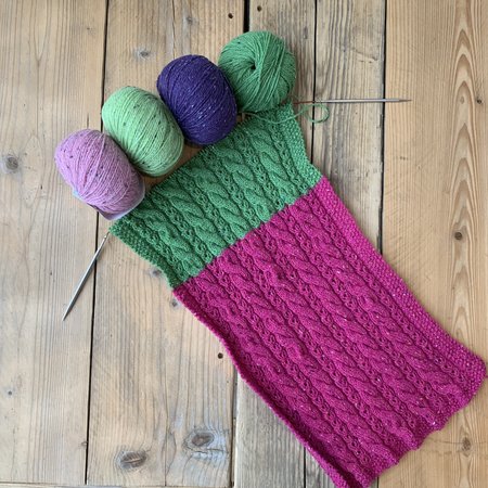 Caro's Atelier Breipakket Caro's Terrazzo Colourblock sjaal - Roze/Paars/Groen