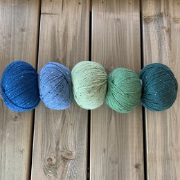 Caro's Atelier Breipakket Caro's Terrazzo Colourblock sjaal  - Blauw/Groen