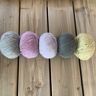 Caro's Atelier Breipakket Caro's Terrazzo Colourblock sjaal  - Zacht pastel