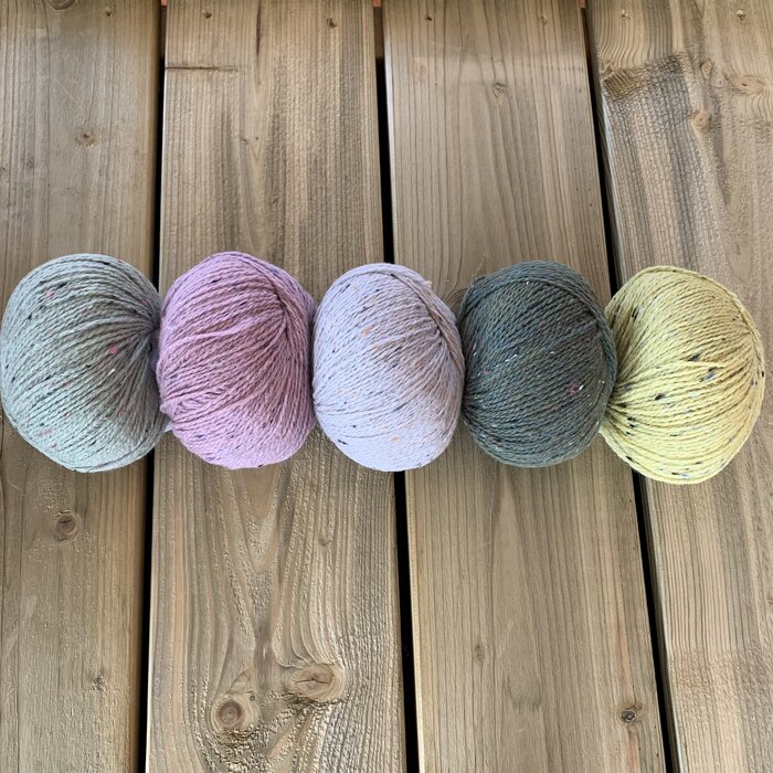 Caro's Atelier Breipakket Caro's Terrazzo Colourblock sjaal - Zacht pastel