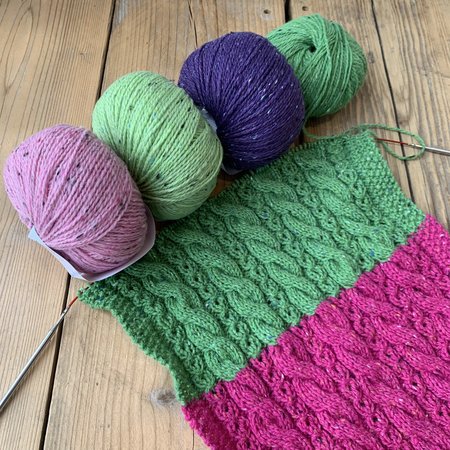 Caro's Atelier Breipakket Caro's Terrazzo Colourblock sjaal  - Roze/Blauw