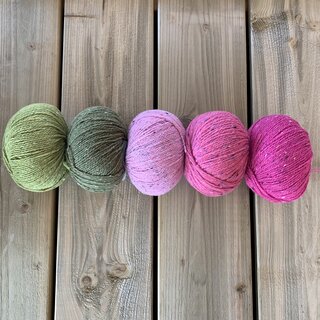 Caro's Atelier Breipakket Caro's Terrazzo Colourblock sjaal  - Roze/Groen