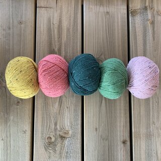 Caro's Atelier Breipakket Caro's Terrazzo Colourblock sjaal  - Groen/Geel/Roze