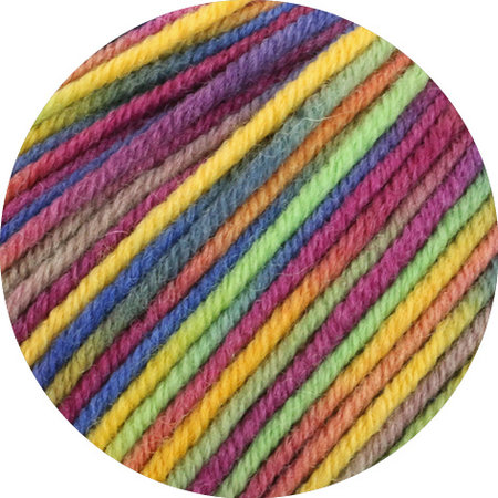 Lana Grossa Cool Wool Print 826 - Geel/Groen/Fuchsia/Taupe/Blauw/Oranje