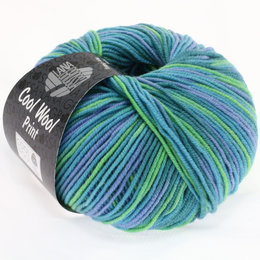 Lana Grossa Cool Wool Print 757 - Turkoois/Petrol/Hemelsblauw/Licht groen