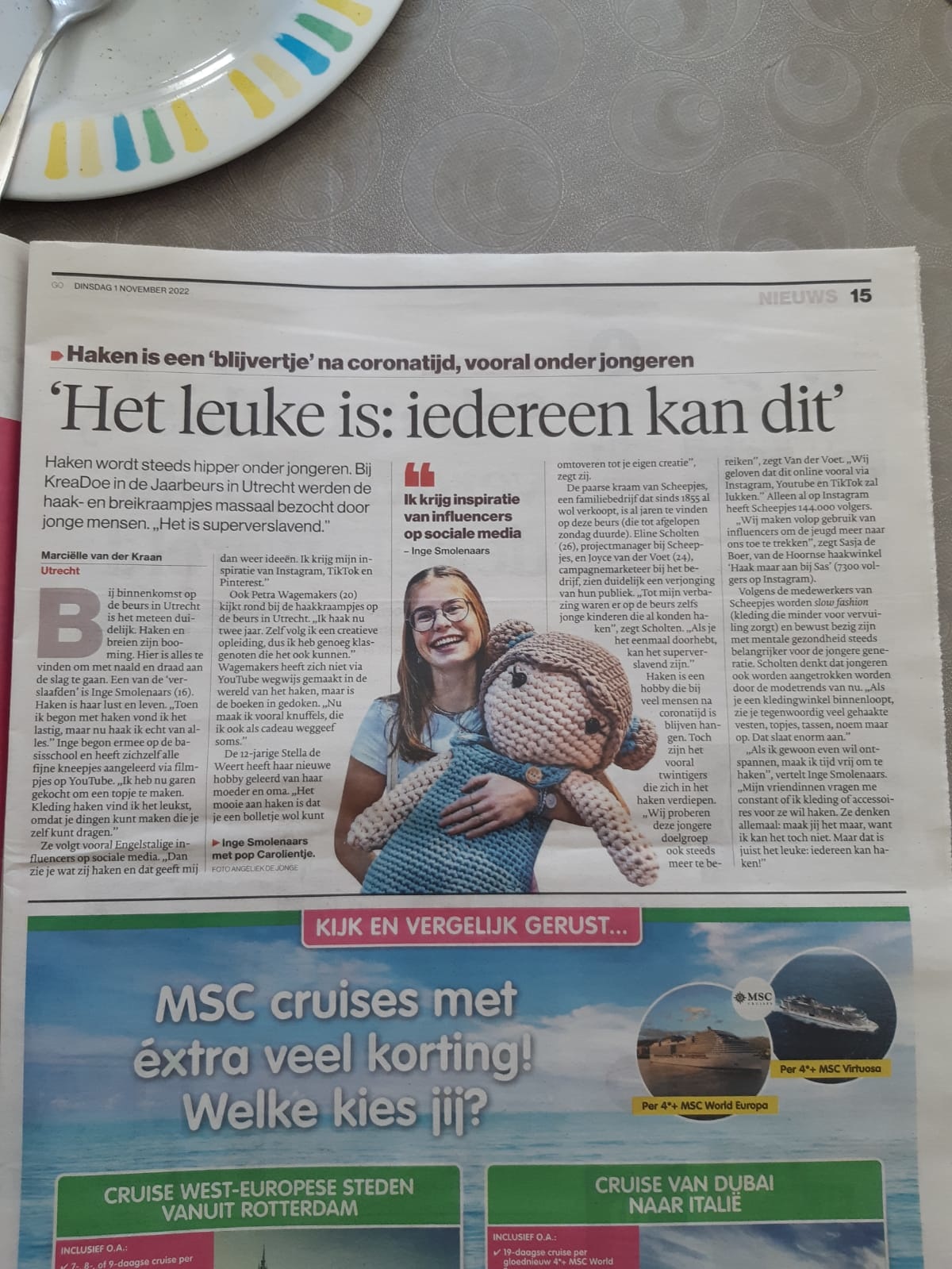 Carolientje op de Kreadoe en in de krant!