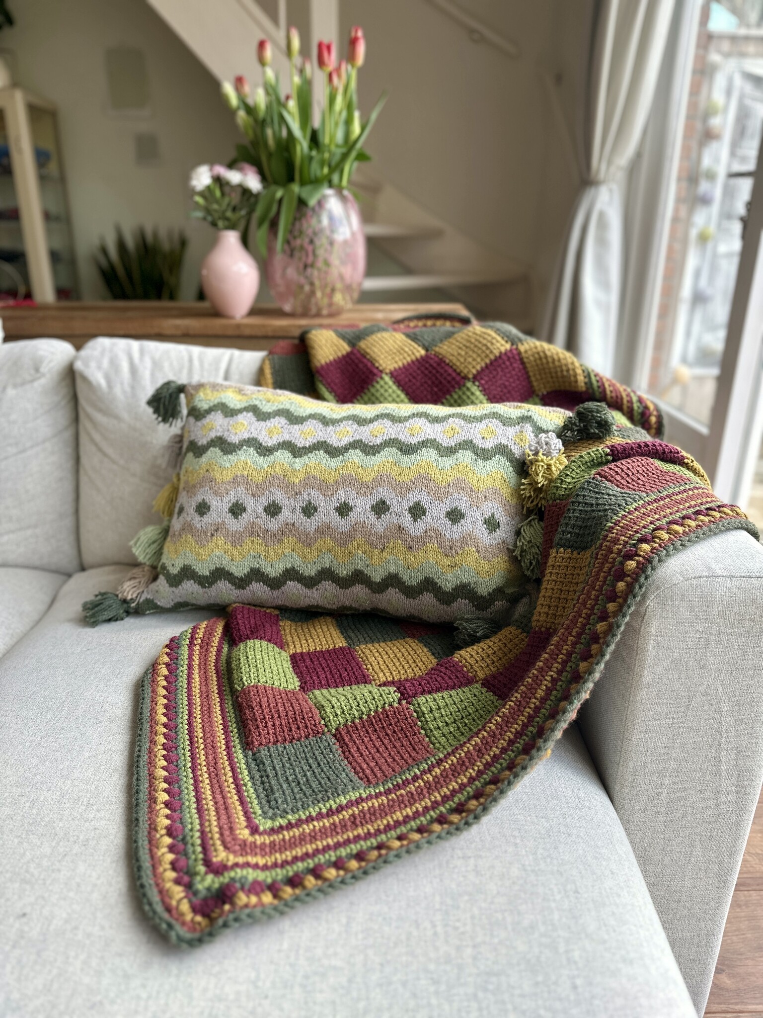 Breipakket: Waves & Dots kussen