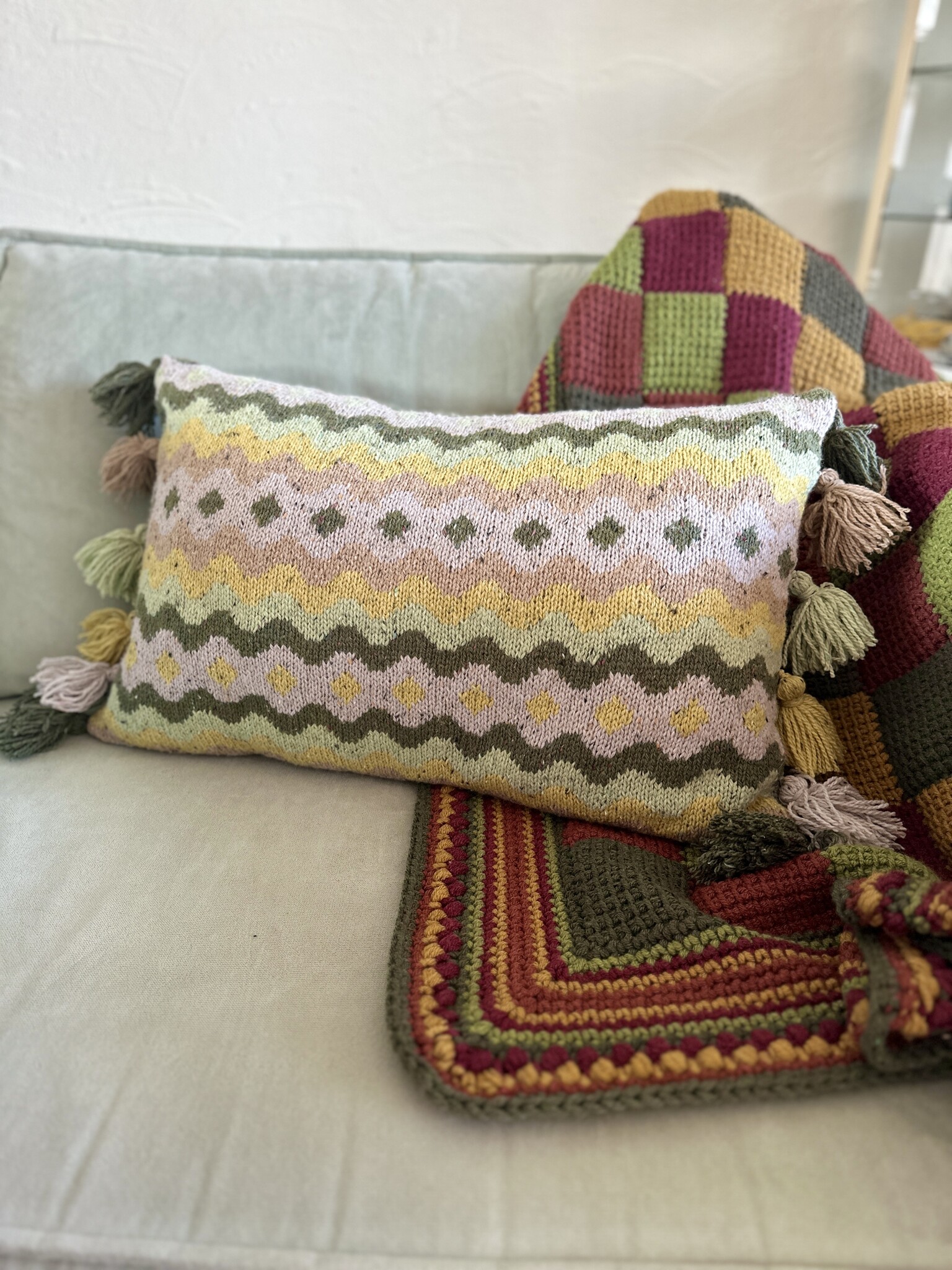 Breipakket: Waves & Dots kussen