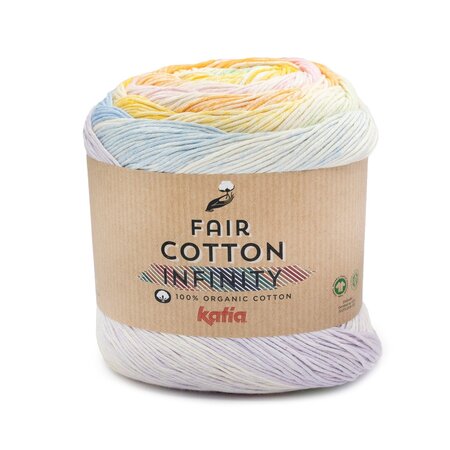 Katia Fair Cotton Infinity 101 - LichtLila/Pastelblauw/Lichtgroen/PastelGeel/Oranje