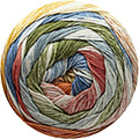 Katia Fair Cotton Infinity 103 - Blauw/Wijnrood/Bezemgeel/Donkergroen