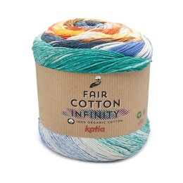 Katia Fair Cotton Infinity 104 - Groenblauw/Ultramarijnblauw/Bruin/Geel