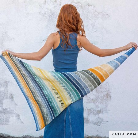 Katia Breipakket Asymmetrische Sjaal Fair Cotton Infinity