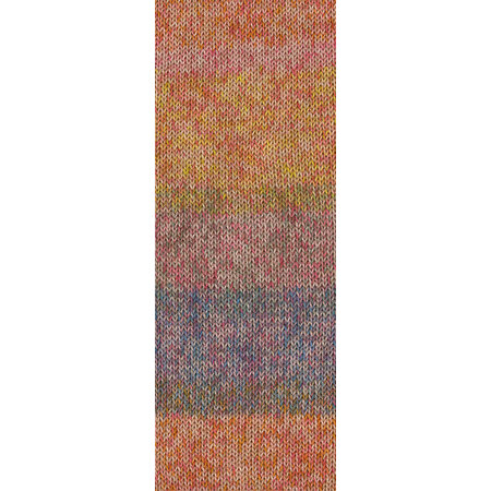 Lana Grossa Diversa  Print 104 - grijs/oranje/felroze/geel/olijf