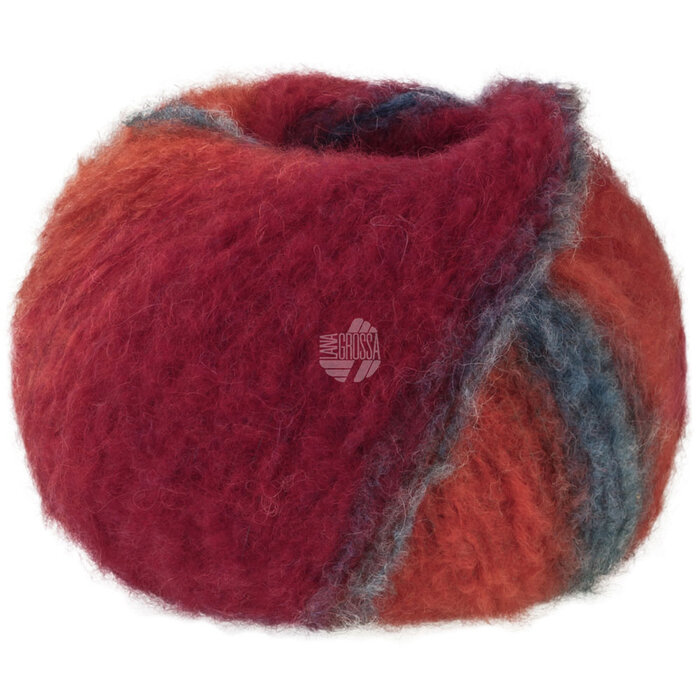 Lana Grossa Gigante 18 - petrol/grijs/rood (uitlopend)