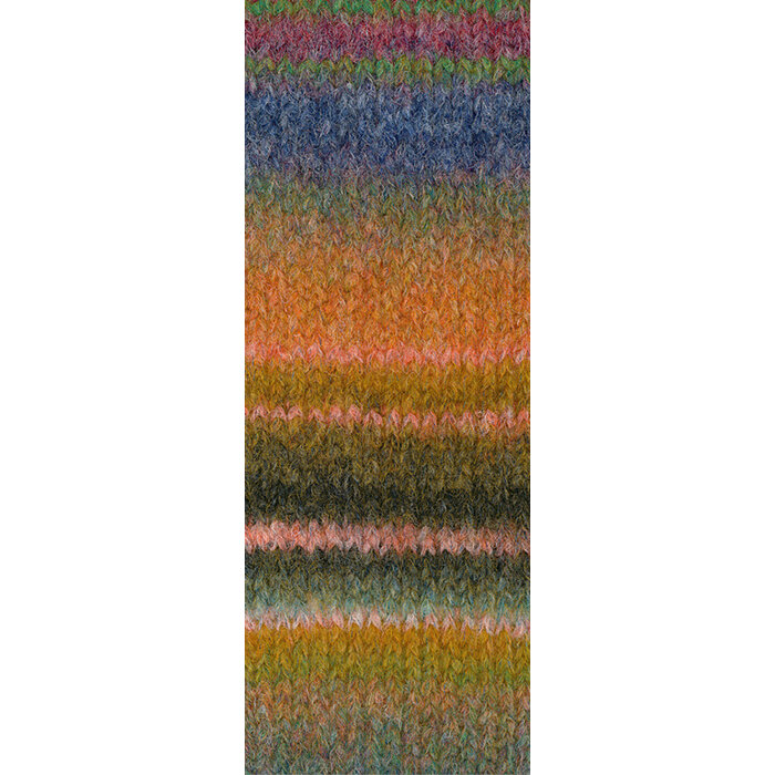 Lana Grossa Gigante Multi 105-grijs groen/rood violet/domkerjeans/geeloranje/geranium roze/olijf/mosgroen