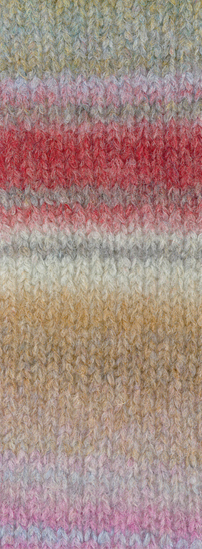 Lana Grossa Gigante Multi 108-groenbeige/zandbeige/bleekpaars/sering/donker rood/parelbeige/grijs beige/kameel