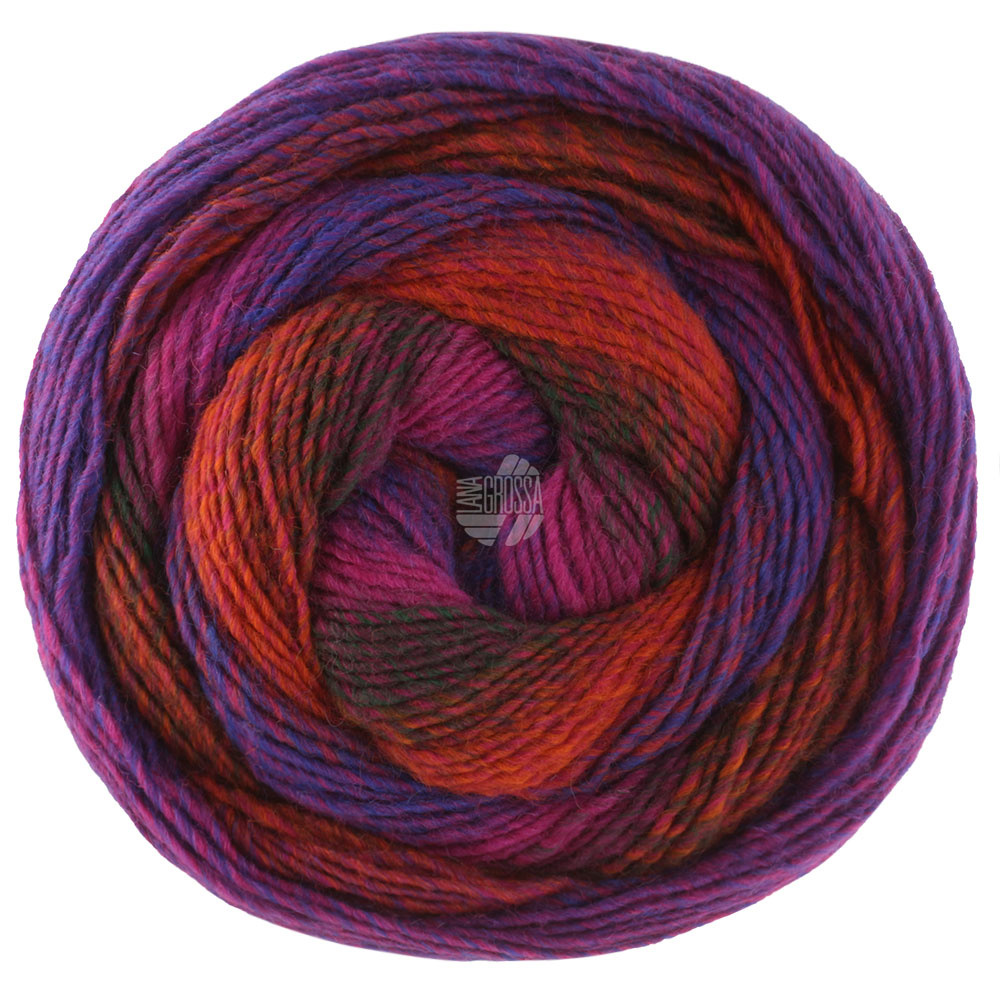Lana Grossa Gomitolo Versione 459-rood violet/purper/zwartgroen/terracotta /blauw violet