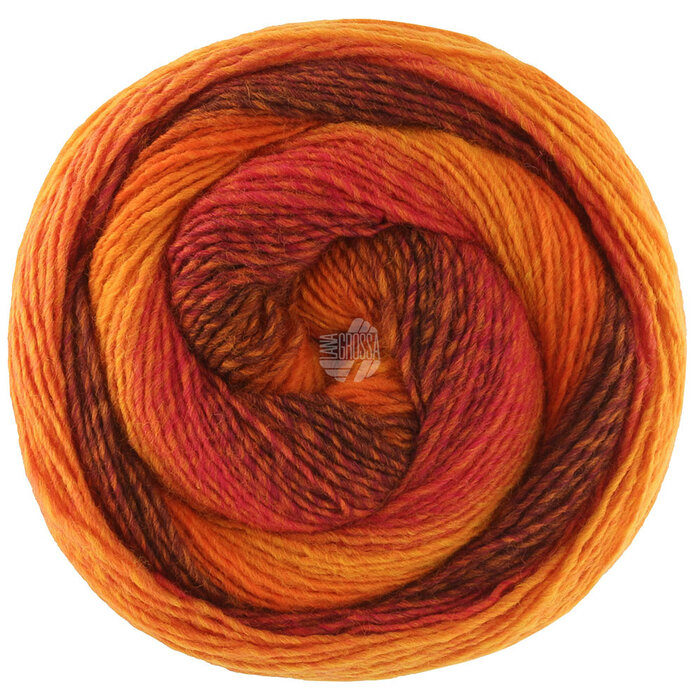 Lana Grossa Gomitolo Versione 457-terracotta /chocoladebruin/donker bruin/fictile rood/roodoranje/dooier geel/oranje