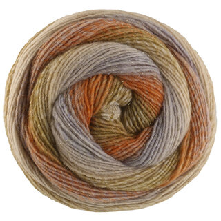 Lana Grossa Gomitolo Gala 4028 - zandbeige/grijs beige/roest/oranje/Groen-oranje/kaki/rietgroen/licht beige