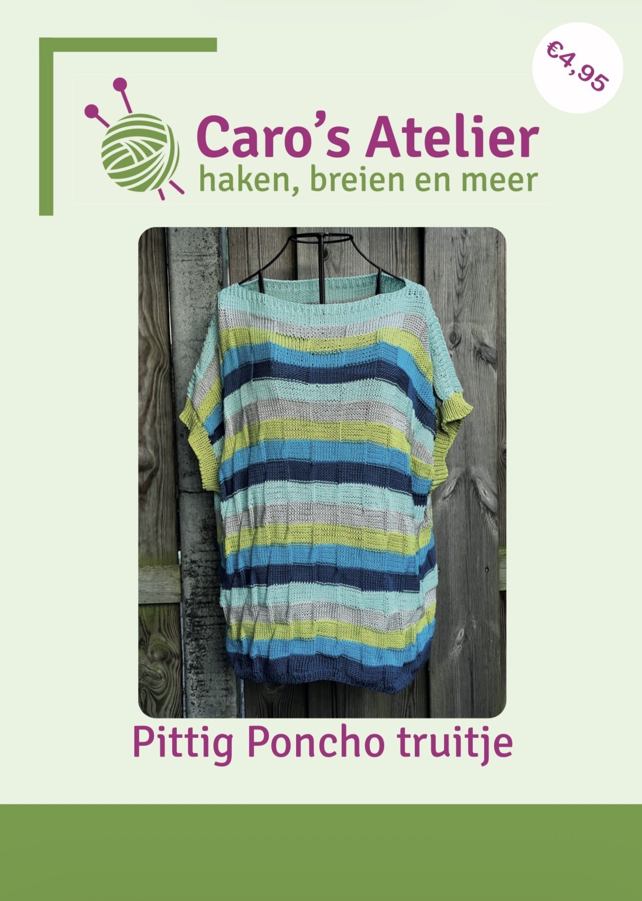 Caro's Atelier Breipatroon: Pittig Poncho Truitje (Boekje)