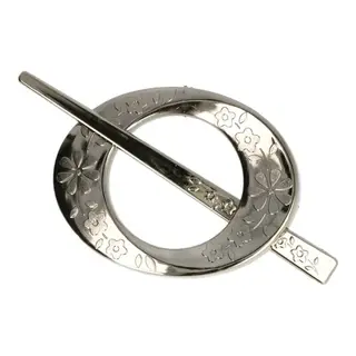 Vestsluiting ovaal zilver met bloemen