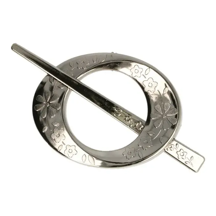 Vestsluiting ovaal zilver met bloemen