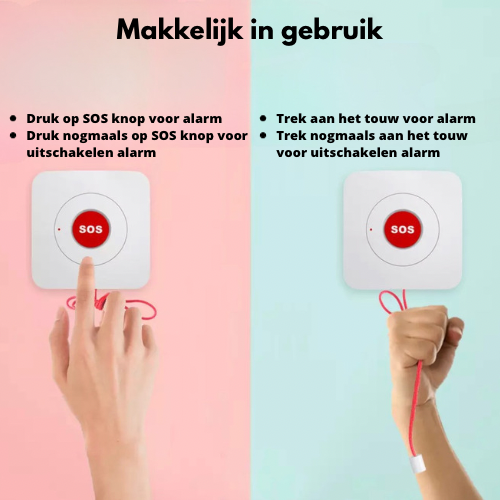 PersonalClick Trekkoord Alarm -Persoonlijk alarm Mindervaliden - Geluidssignaal - Makkelijk bevestigen -