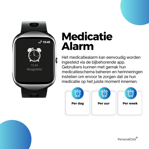 PersonalClick Alarm Horloge Ouderen  4G Deluxe - Zilver - Digitale tijd