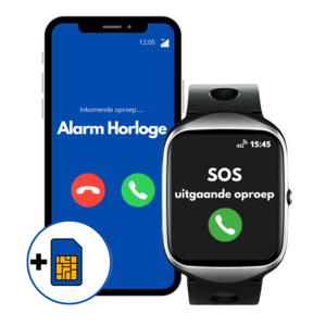 PersonalClick Alarm Horloge Ouderen  4G Deluxe - Zilver - Digitale tijd