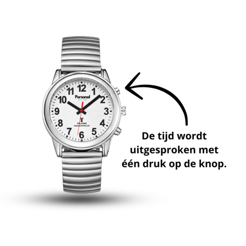 PersonalClick Nederlands Sprekend Horloge Deluxe Zilver  - SH10