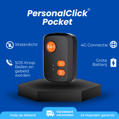 PersonalClick PersonalClick Pocket Alarm Ketting PC20 – Waterdicht - Live GPS - SOS Noodknop - Alarmknop voor Personen & Ouderen - GPS Tracker Senioren - SOS knop  - Waterdicht - Incl. Simkaart - Geen Abonnement Nodig
